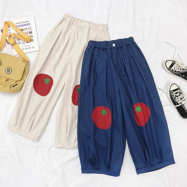 japanese soft girl student pants korean casual loose wide leg pants elastic waist nine points embroidery wild trousers, Black
japanese soft girl student pants korean casual loose wide leg pants elastic waist nine points embroidery wild trousers, Black
