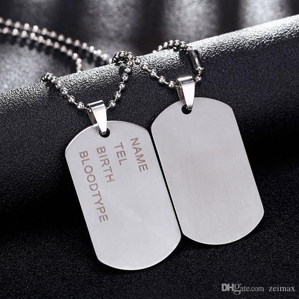 new brand link chain man necklace military army dog tags men's stainless steel pendant necklaces jewelry gift choker wholesale, Silver
new brand link chain man necklace military army dog tags men's stainless steel pendant necklaces jewelry gift choker wholesale, Silver