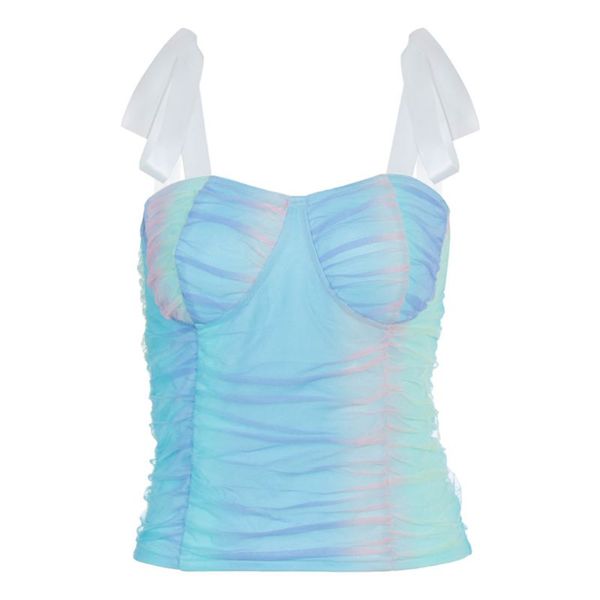 women ribbon lace-up strap slim tank crop rainbow colorful tie-dye print ruched camisole backless sling vest, White
women ribbon lace-up strap slim tank crop rainbow colorful tie-dye print ruched camisole backless sling vest, White