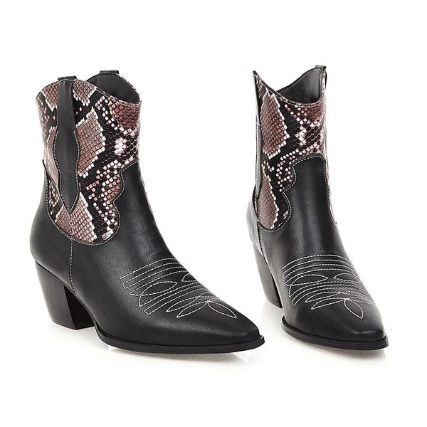 classic embroidered pu leather cowboy ankle boots for women wedge high heel boots snake print western cowgirl 2019 autumn, Black
classic embroidered pu leather cowboy ankle boots for women wedge high heel boots snake print western cowgirl 2019 autumn, Black