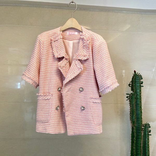 2019 summer runway designer tweed jacket women short sleeve notched pearls double-breasted tassles pocket woolen jacket coat, Black;brown
2019 summer runway designer tweed jacket women short sleeve notched pearls double-breasted tassles pocket woolen jacket coat, Black;brown