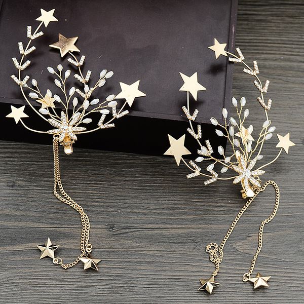 flow tassle golden stars clip barrette bride wedding hair accessories hair decoration women, Golden;white
flow tassle golden stars clip barrette bride wedding hair accessories hair decoration women, Golden;white