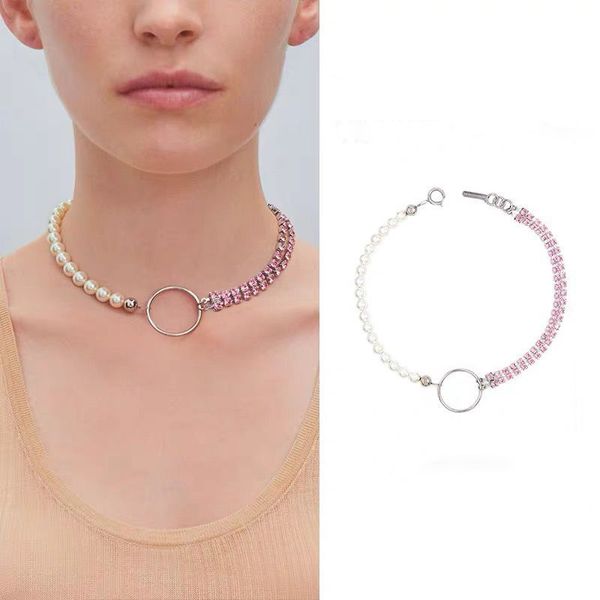 exclusive harajuku pendant pearl rhinestones cute party necklace punk stainless letter chocker collares mujer, Silver