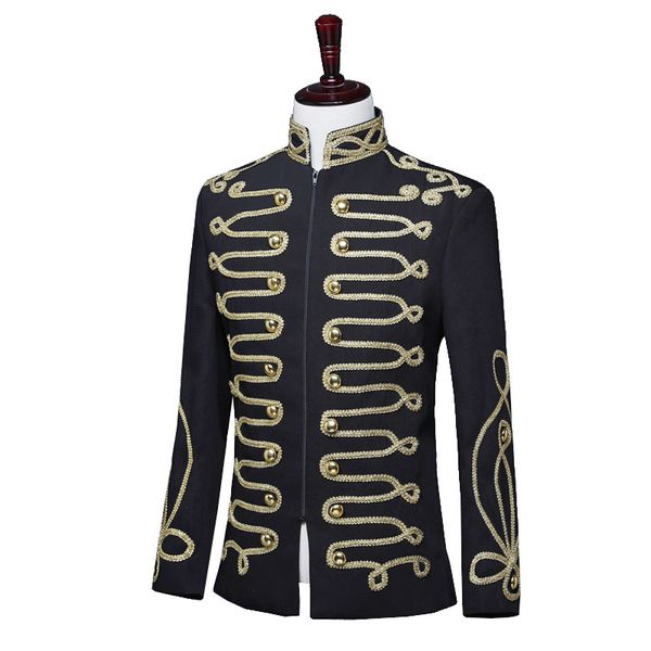 new mens plus size handmake black gold embroidery velvet blazer dj singers nightclub costume stylish suit jacket stage wears, White;black
new mens plus size handmake black gold embroidery velvet blazer dj singers nightclub costume stylish suit jacket stage wears, White;black