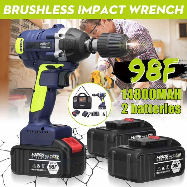 cordless brushless electric wrench impact drill led light w/ 1 or 2x 14800mah li-on battery rechargeable electric wrench tools
cordless brushless electric wrench impact drill led light w/ 1 or 2x 14800mah li-on battery rechargeable electric wrench tools