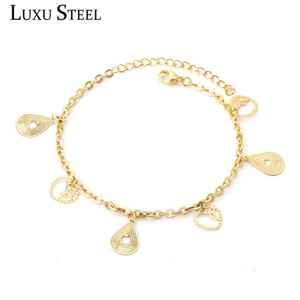 luxusteel gold anklets for women bijoux stainless steel water drop and heart pendants fashion link chain anklets bracelets party, Red;blue
luxusteel gold anklets for women bijoux stainless steel water drop and heart pendants fashion link chain anklets bracelets party, Red;blue
