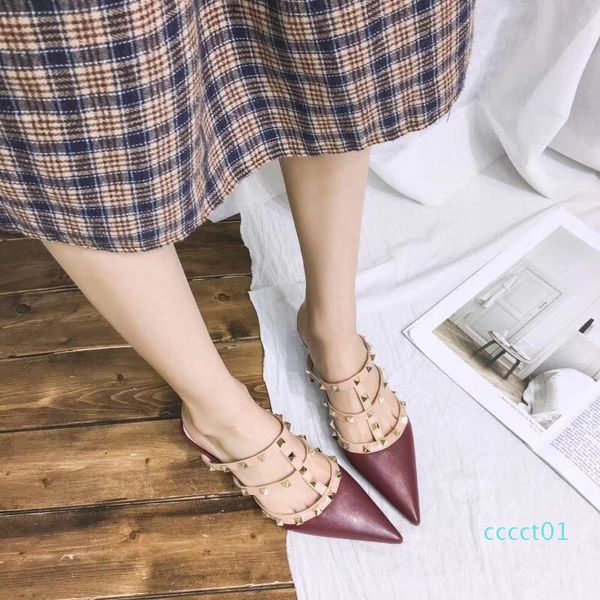 rivet slippers women mules ladies slides pointed toe shoes women fashion designer flat slippers spring 2019 ct01, Black
rivet slippers women mules ladies slides pointed toe shoes women fashion designer flat slippers spring 2019 ct01, Black