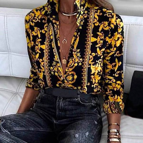 2020 female new retro shirt women's printed button women's and autumn shirt long-sleeved fashion blouse, White
2020 female new retro shirt women's printed button women's and autumn shirt long-sleeved fashion blouse, White