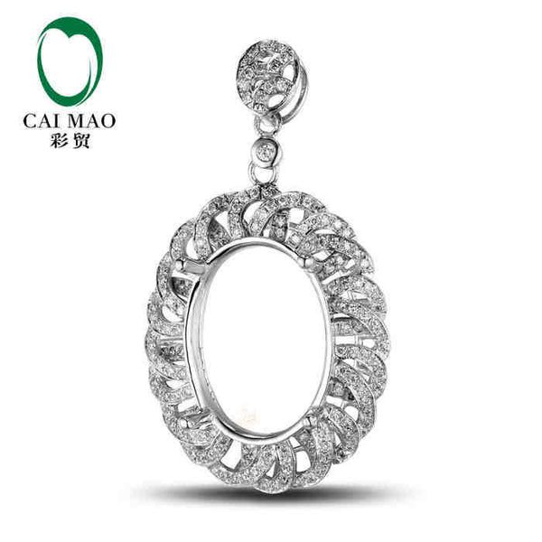 

caimao semi mount pendant oval cut settings & 0.65 ct diamond 18k white gold gemstone engagement fine jewelry, Silver