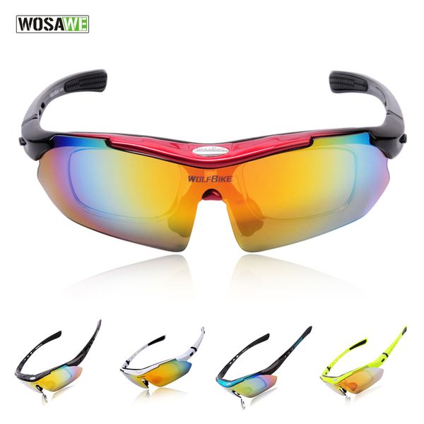

wolfbike polarized cycling bicycle bike sun glasses outdoor sports riding fishing eyewear goggles sunglasses, replaceable 5 lens