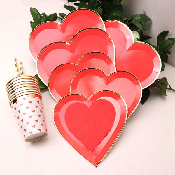 party disposable tableware heart-shaped party paper plate cup straws napkin kids birthday supplies party decor valentine's day
party disposable tableware heart-shaped party paper plate cup straws napkin kids birthday supplies party decor valentine's day