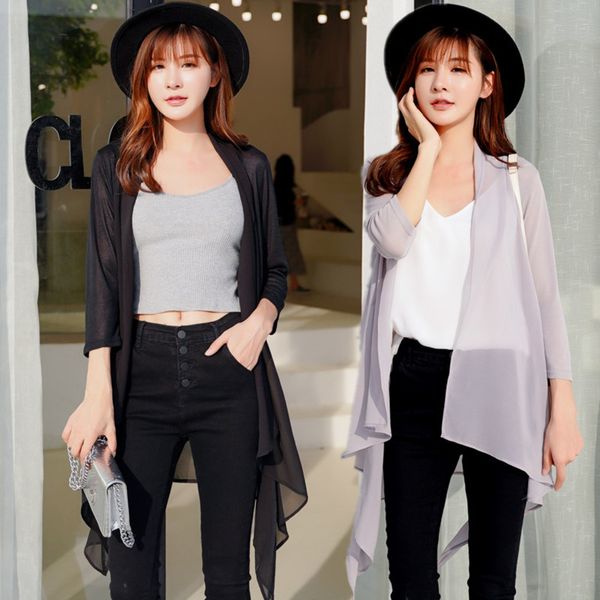 big size 4xl 2019 spring summer women fashion elegant knit chiffon outwear ladies female plus large irregular jacket coat, Black;brown
big size 4xl 2019 spring summer women fashion elegant knit chiffon outwear ladies female plus large irregular jacket coat, Black;brown