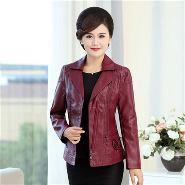 spring autumn faux leather jacket women turn down collar coat plus size 5xl middle aged zipper slim pu leather elegant outerwear, Black
spring autumn faux leather jacket women turn down collar coat plus size 5xl middle aged zipper slim pu leather elegant outerwear, Black