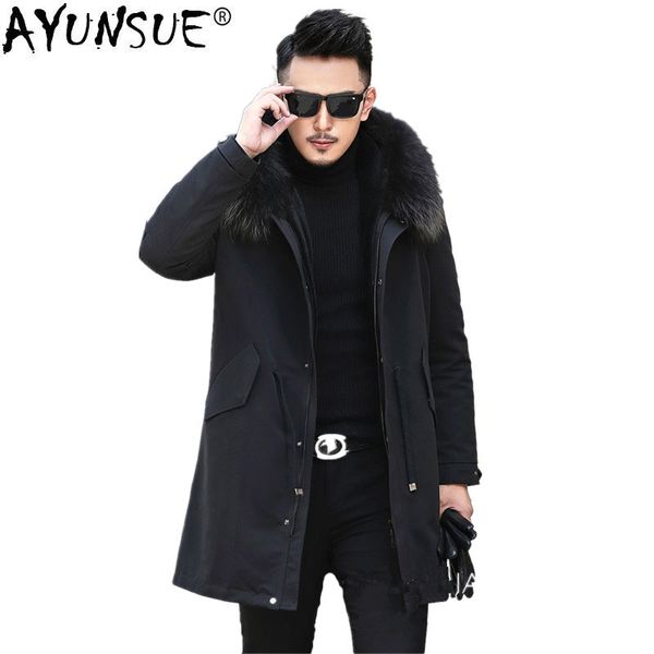 ayunsue winter jacket men real pure natural fur jacket men real raccoon fur collar parka male 100%wool liner coat l18-2511 my724, Black
ayunsue winter jacket men real pure natural fur jacket men real raccoon fur collar parka male 100%wool liner coat l18-2511 my724, Black