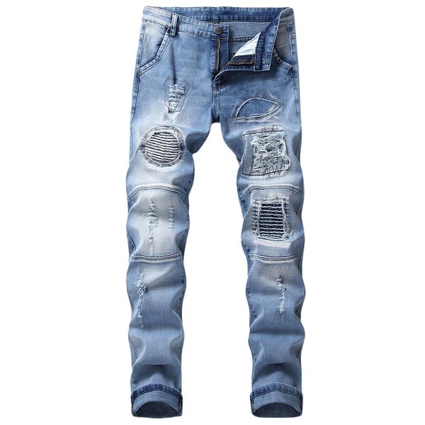 men jeans stretchy ripped skinny biker high waist jeans destroyed ripped boyfriend jean slim fit denim scratched high quality, Blue
men jeans stretchy ripped skinny biker high waist jeans destroyed ripped boyfriend jean slim fit denim scratched high quality, Blue