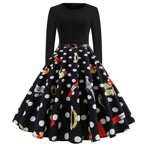 winter dress women long sleeve christmas party dress dot print robe 50s 60s vintage casual patchwork rockabilly swing vestidos, Black;gray
winter dress women long sleeve christmas party dress dot print robe 50s 60s vintage casual patchwork rockabilly swing vestidos, Black;gray