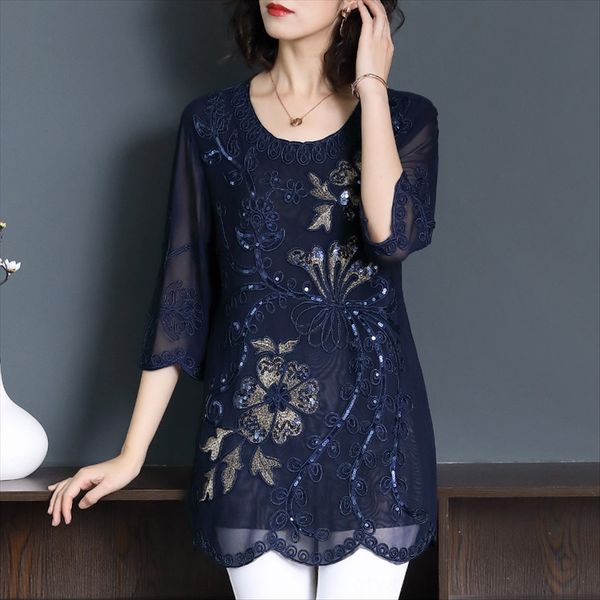 middle-aged and elderly women's summer t-shirt lace mother's clothes 40-50 fat mother's summer clothes lace chiffon plus fat, White
middle-aged and elderly women's summer t-shirt lace mother's clothes 40-50 fat mother's summer clothes lace chiffon plus fat, White