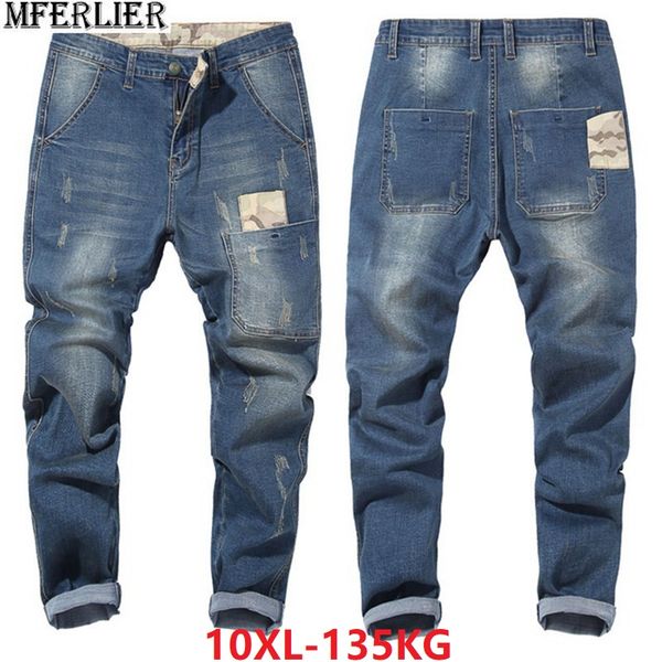 men jeans pencil hipster high street plus size big 8xl 9xl 10xl large jeans camouflage 46 48 elasticity harem pants japan style, Blue
men jeans pencil hipster high street plus size big 8xl 9xl 10xl large jeans camouflage 46 48 elasticity harem pants japan style, Blue