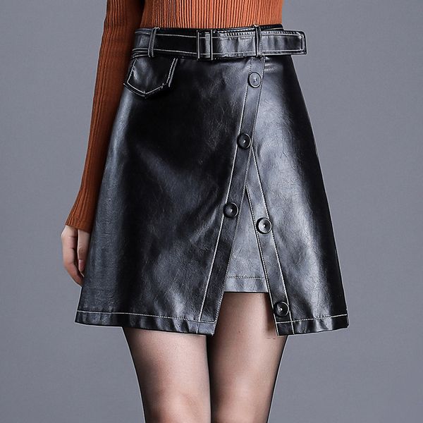 women high waist slit mini black leather skirt with belt female streetwear hip hop punk gothic plus size faux leather skirt
women high waist slit mini black leather skirt with belt female streetwear hip hop punk gothic plus size faux leather skirt