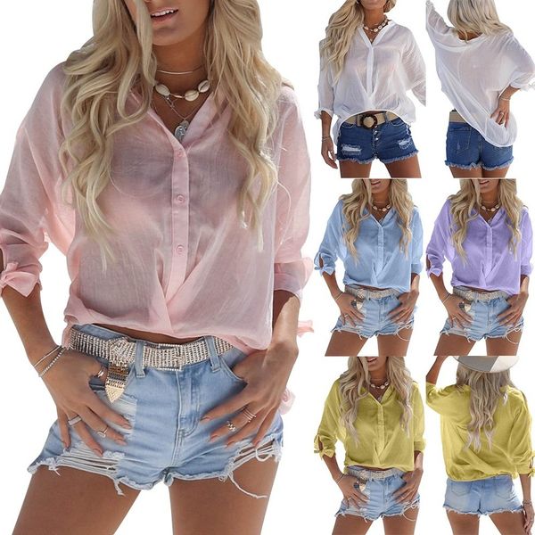 beach blouses woman 2020 long sleeve female clothing fashion loose ladies v neck women's blouse office work shirt pink, White
beach blouses woman 2020 long sleeve female clothing fashion loose ladies v neck women's blouse office work shirt pink, White
