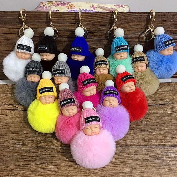 30 color cute sleeping baby doll keychain pompom rabbit fur ball carabiner key chain keyring women kids key holder bag pendant key ring gift, Silver
30 color cute sleeping baby doll keychain pompom rabbit fur ball carabiner key chain keyring women kids key holder bag pendant key ring gift, Silver