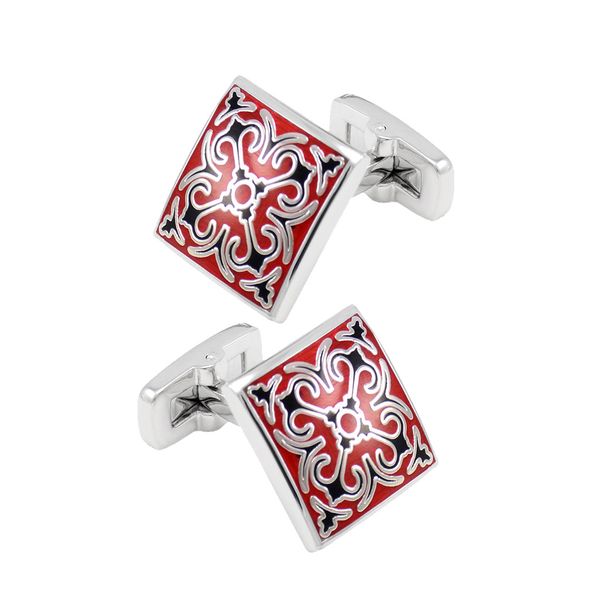 1 pair french cufflinks square pattern cuff links men's business enamel jewellery, Silver
1 pair french cufflinks square pattern cuff links men's business enamel jewellery, Silver