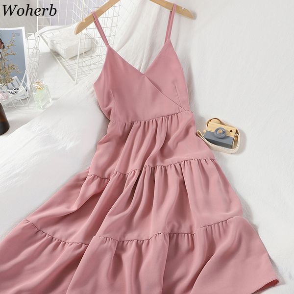 woherb women dress summer korean fashion clothes ruffles solid v-neck sling vestidos sweet slim fit backless dresses 92550, Black;gray
woherb women dress summer korean fashion clothes ruffles solid v-neck sling vestidos sweet slim fit backless dresses 92550, Black;gray