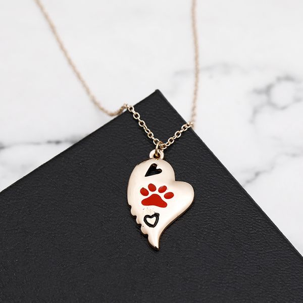 2021 new gold chain dog paw heart necklace red alloy pendant necklaces jewelry for women gift, Silver
2021 new gold chain dog paw heart necklace red alloy pendant necklaces jewelry for women gift, Silver