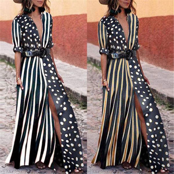 fashion women polka dot v-neck dress asymmertrical short sleeve beach long maxi slit shirtdresses with belt travelling clothing, Black;gray
fashion women polka dot v-neck dress asymmertrical short sleeve beach long maxi slit shirtdresses with belt travelling clothing, Black;gray