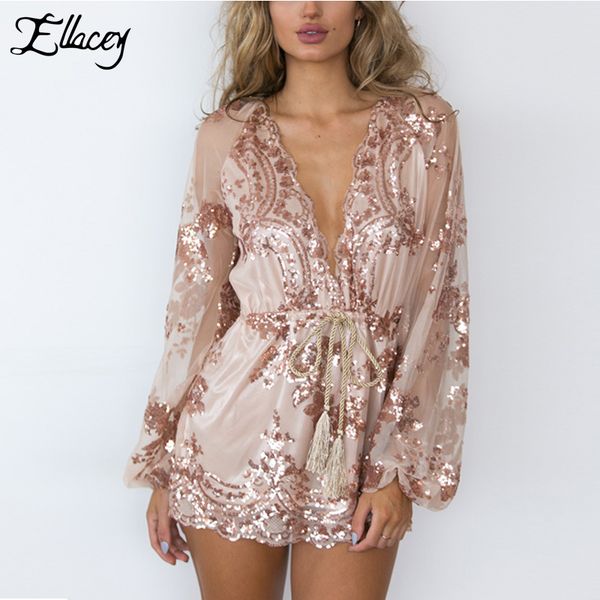new european women rompers sequined long-sleeve deep v-neck jumpsuit fashion floral club party short playsuit, Black;white
new european women rompers sequined long-sleeve deep v-neck jumpsuit fashion floral club party short playsuit, Black;white