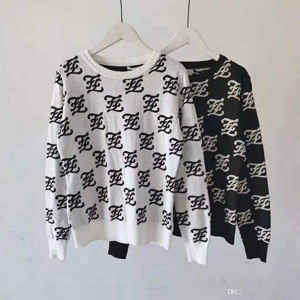 922 2019 autumn black white long sleeves crew neck letter women's sweaters runway pullover qian, White;black
922 2019 autumn black white long sleeves crew neck letter women's sweaters runway pullover qian, White;black