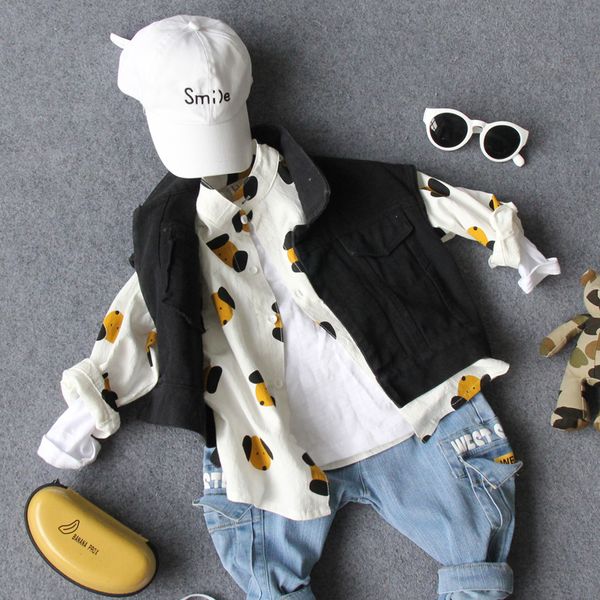 90-135cm height new 2019 autumn cartoon print boys shirts fashion style boys spring autumn shirt, White;black
90-135cm height new 2019 autumn cartoon print boys shirts fashion style boys spring autumn shirt, White;black