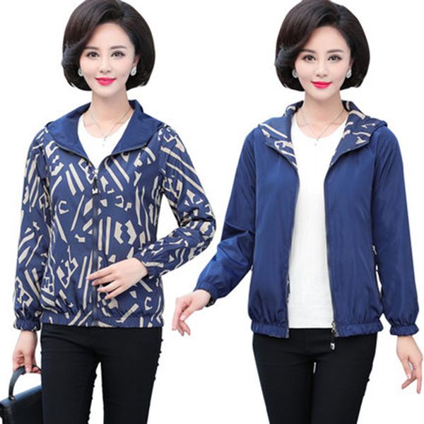 women double-faced wear printed short jacket 2019 new fashion spring autumn jacket loose hooded plus size middle-aged outwear, Black;brown
women double-faced wear printed short jacket 2019 new fashion spring autumn jacket loose hooded plus size middle-aged outwear, Black;brown