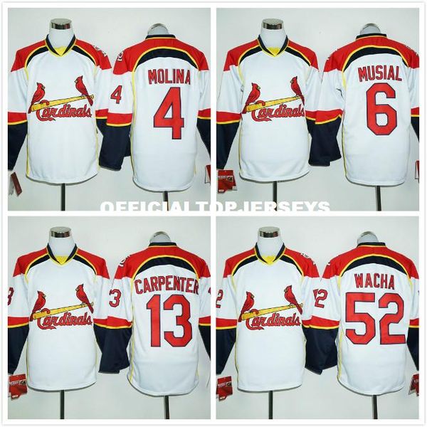 4 yadier molina 6 stan musial 13 matt carpenter baseball long sleeves pullover fashion jersey, Black;blue
4 yadier molina 6 stan musial 13 matt carpenter baseball long sleeves pullover fashion jersey, Black;blue