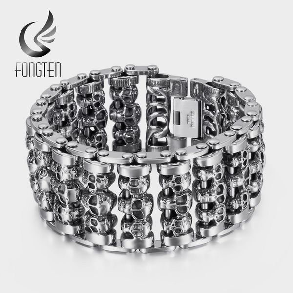 fongten wholesale wide skull stainless steel bracelets men metal biker viking charm large argent men bracelet bangle jewelry, Golden;silver
fongten wholesale wide skull stainless steel bracelets men metal biker viking charm large argent men bracelet bangle jewelry, Golden;silver