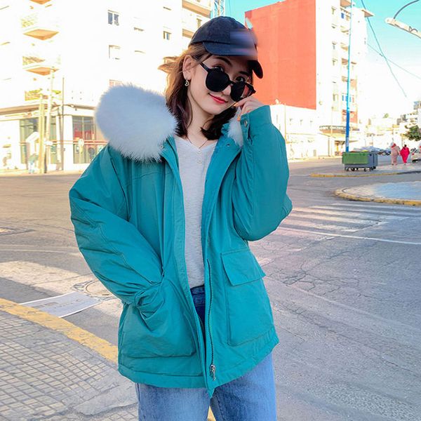 female cotton clothing 2019 cotton winter warm bread bf student parkas loose thick casaul fur collar hooded zipper pocket parka, Black
female cotton clothing 2019 cotton winter warm bread bf student parkas loose thick casaul fur collar hooded zipper pocket parka, Black