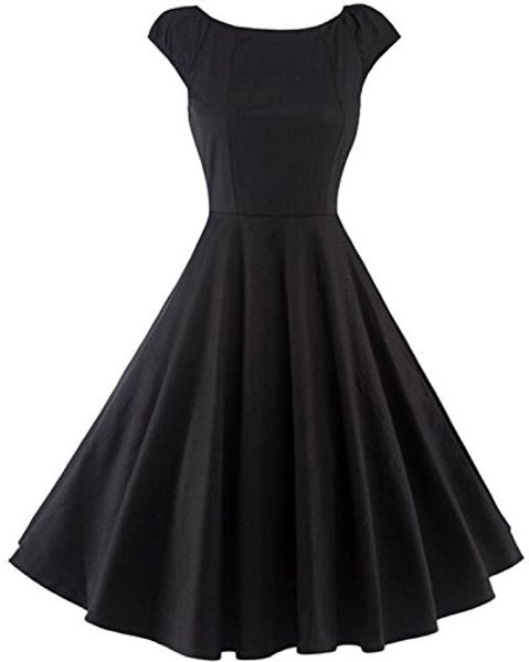 womens retro 1950s short sleeve a line cocktail swing dress solid color d01, Black;gray
womens retro 1950s short sleeve a line cocktail swing dress solid color d01, Black;gray