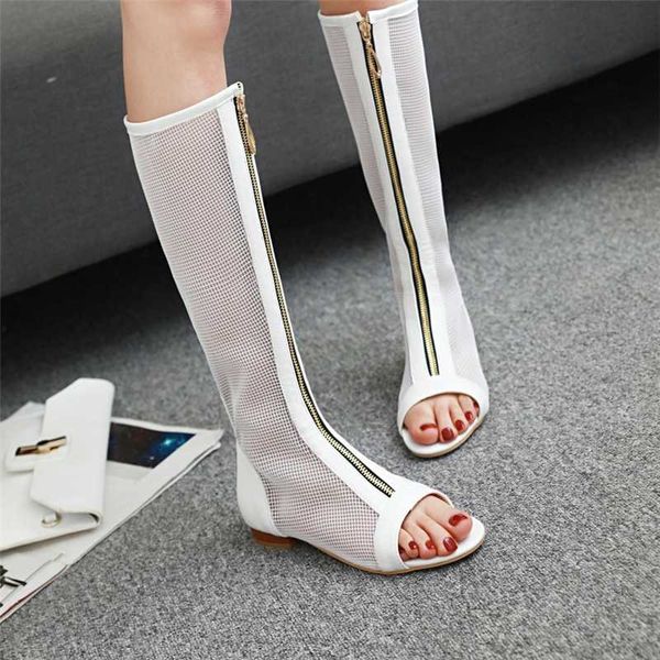 summer gladiator sandals women openwork knee high boots female block heels white leather summer boots shoes, Black
summer gladiator sandals women openwork knee high boots female block heels white leather summer boots shoes, Black