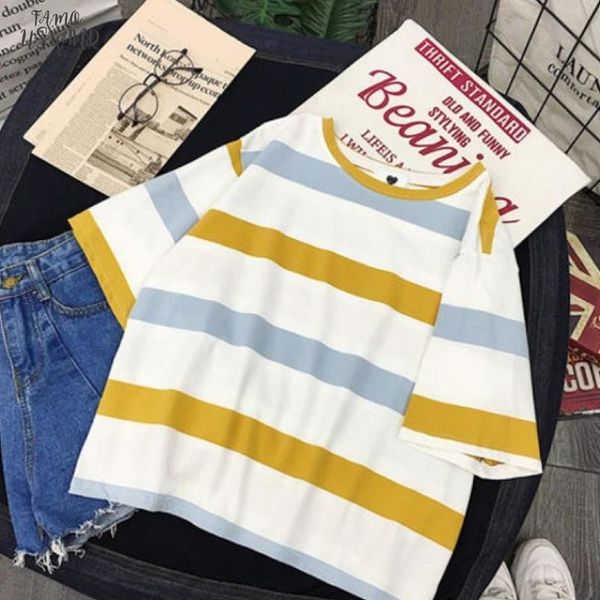 2020 new woman cap sleeve tshirt summer short midriff baring short sleeve round collar striped t shirt female clothes, White
2020 new woman cap sleeve tshirt summer short midriff baring short sleeve round collar striped t shirt female clothes, White