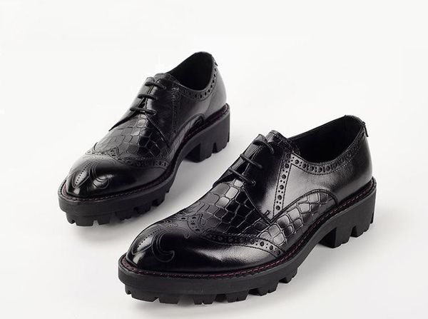 new genuine leather dress shos men fashion carving mens wedding shoes round toes laces thick soles height increase work shoes, Black
new genuine leather dress shos men fashion carving mens wedding shoes round toes laces thick soles height increase work shoes, Black