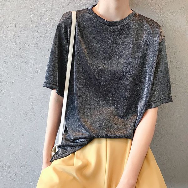 new fashion summer women twinkling casual tees short sleeve o neck solid loose chic t shirts black, White
new fashion summer women twinkling casual tees short sleeve o neck solid loose chic t shirts black, White