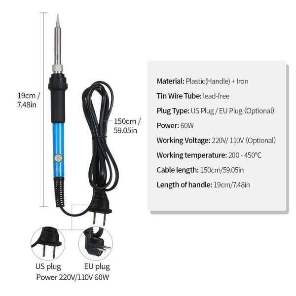 60w electric soldering iron kit adjustable temperature welding digital multimeter handmade tool set soldering kit
60w electric soldering iron kit adjustable temperature welding digital multimeter handmade tool set soldering kit