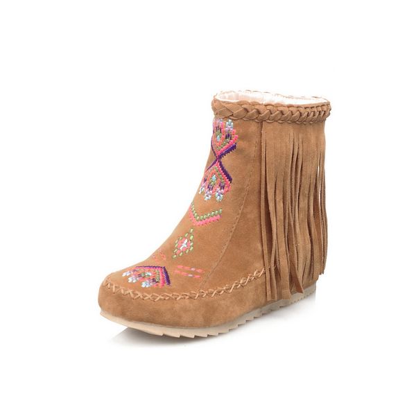 ethnic womens winter warm chinese style boho tassels hidden wedge heel pull on moccasin casual ankle boots, Black
ethnic womens winter warm chinese style boho tassels hidden wedge heel pull on moccasin casual ankle boots, Black