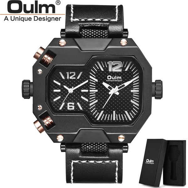 oulm new design two time zone sport watches men genuine leather strap wristwatch male quartz clock fashion man hours, Slivery;brown
oulm new design two time zone sport watches men genuine leather strap wristwatch male quartz clock fashion man hours, Slivery;brown