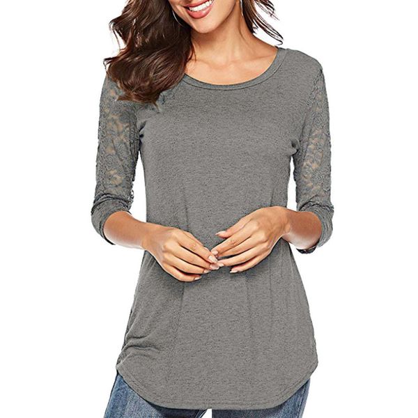women's spring 3/4 sleeve o-neck shirt t-shirt 2019 ladies fashion elegant lace stitching polyester shirt t-shirt pullover, White
women's spring 3/4 sleeve o-neck shirt t-shirt 2019 ladies fashion elegant lace stitching polyester shirt t-shirt pullover, White