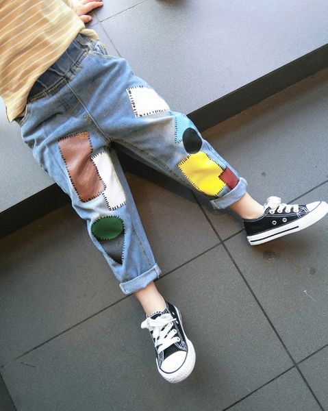 casual color and wear men's jeans ins children's wear children's jeans, Blue 
casual color and wear men's jeans ins children's wear children's jeans, Blue