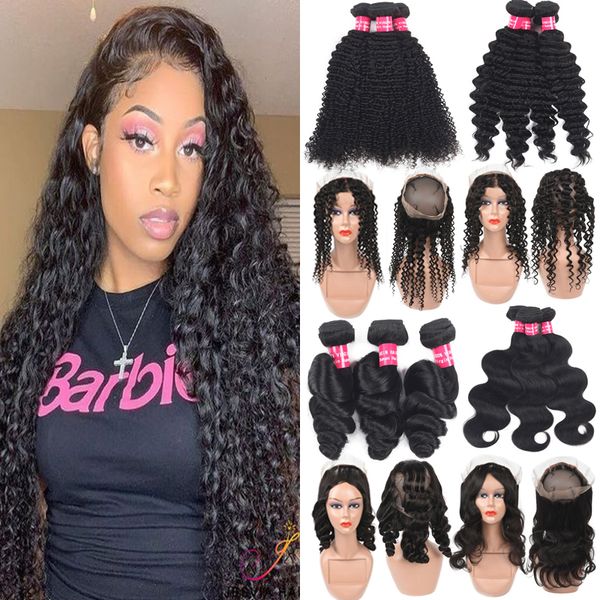 360 lace frontal with bundles kinky curly hair weaves with lace closure brazilian peruvian malaysian virgin human hair bundles with closure, Black;brown
360 lace frontal with bundles kinky curly hair weaves with lace closure brazilian peruvian malaysian virgin human hair bundles with closure, Black;brown