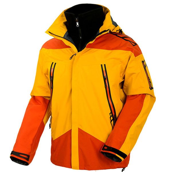 men outdoor clothing three layer taped two-piece raincoat jacket mountaineering waterproof windproof coat, Tan;black
men outdoor clothing three layer taped two-piece raincoat jacket mountaineering waterproof windproof coat, Tan;black