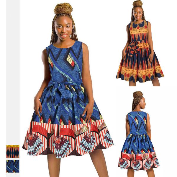 fashionable women's dresses digital printed women's sleeveless dresses with belts africa skirts, White
fashionable women's dresses digital printed women's sleeveless dresses with belts africa skirts, White