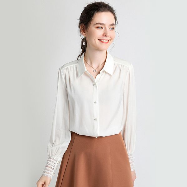 hodisytian 2020 women blouse shirts 100% mulberry silk hollow out elegant turn down neck female long sleeve blusas femme, White
hodisytian 2020 women blouse shirts 100% mulberry silk hollow out elegant turn down neck female long sleeve blusas femme, White